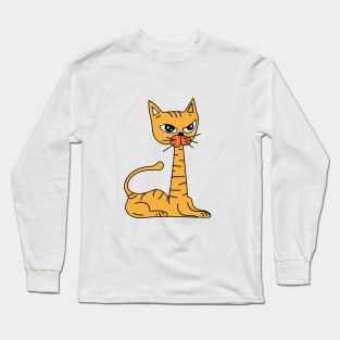 angry cat thinks how to relax Long Sleeve T-Shirt